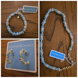 Draper James Blue and Gold Beaded Jewelry Set